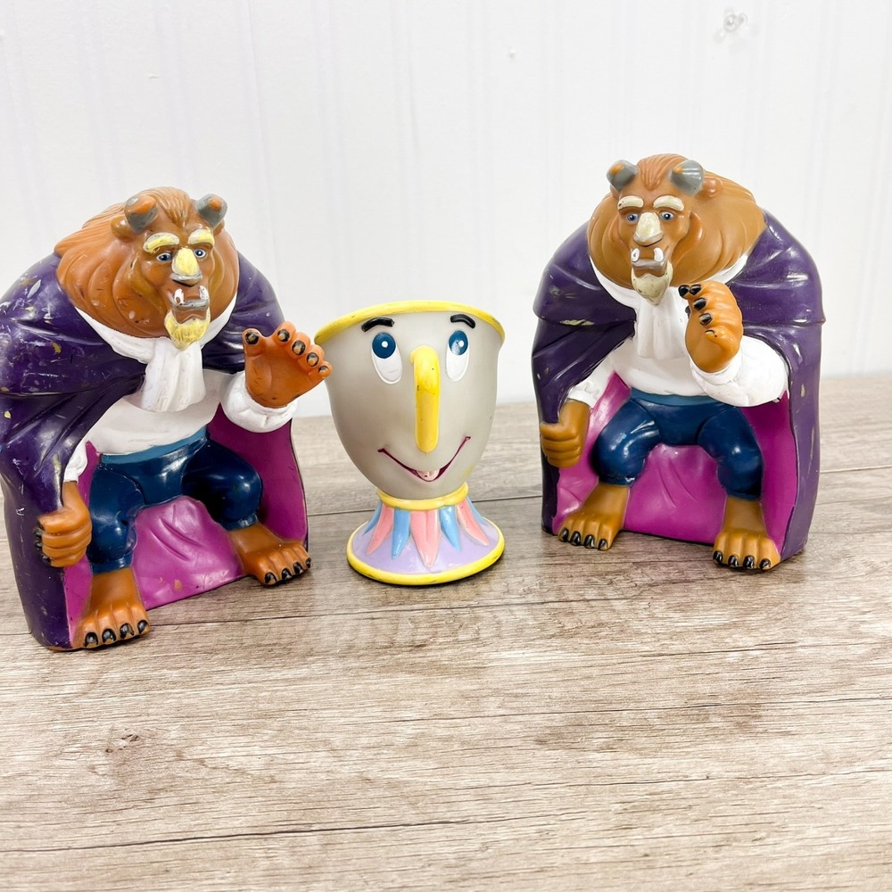 VTG Disney Beauty and‎ The Beast Hand Puppet Figure Pizza Hut 1992 Teacup Chip